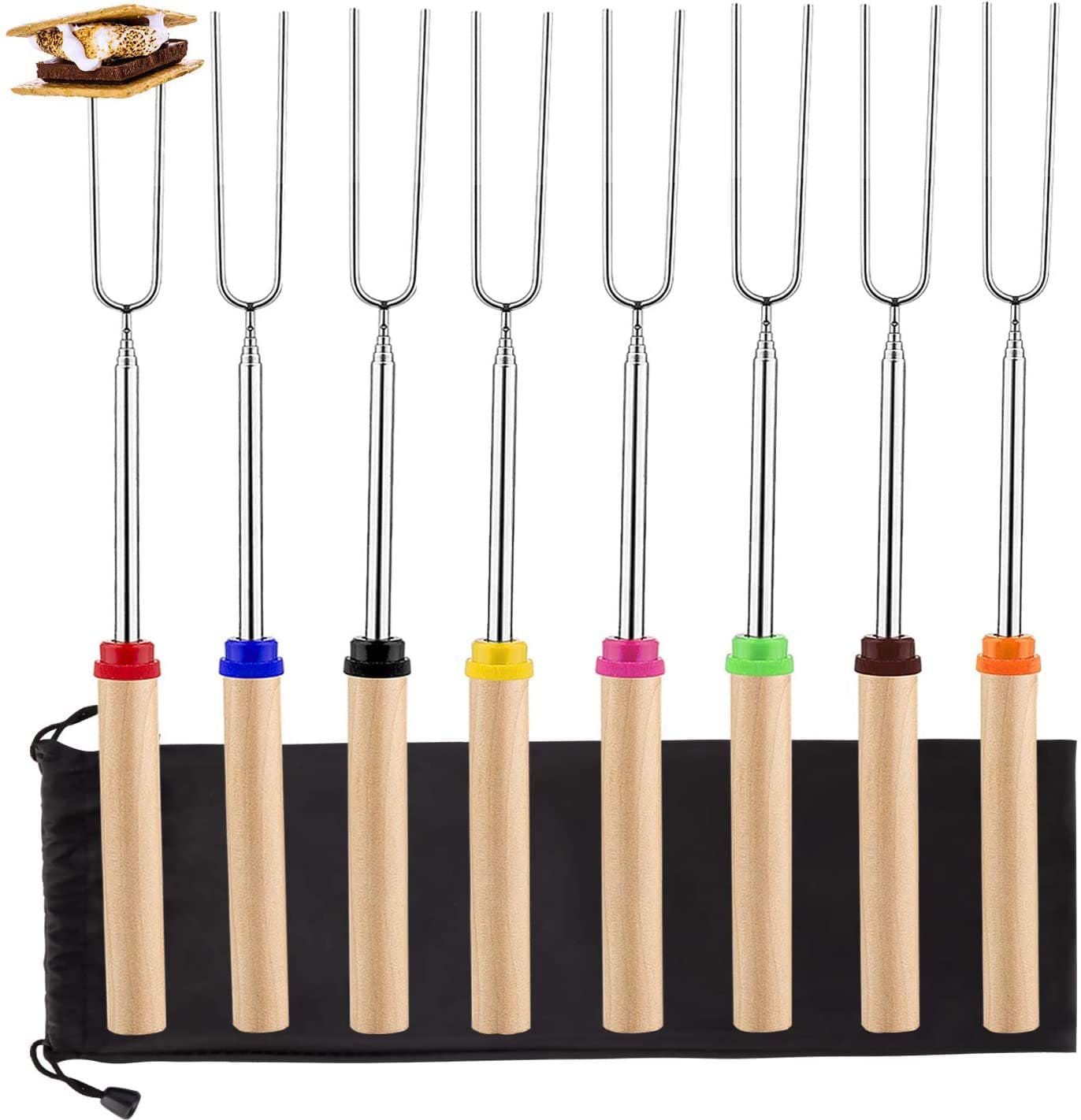 Teleskopischer Holzstab Marshmallow-Stick Grillgabel