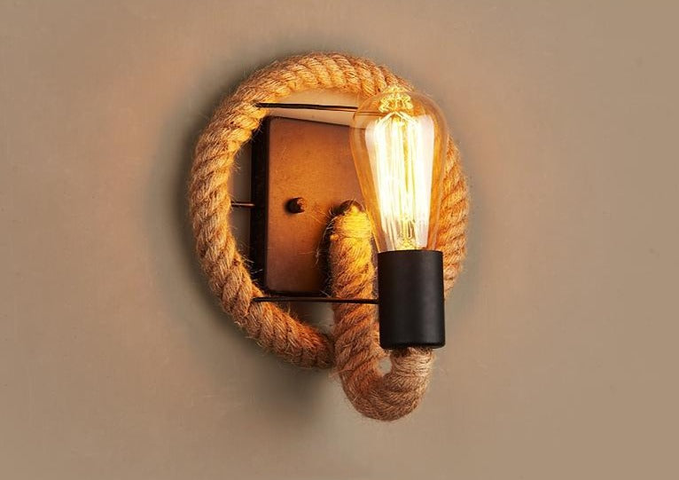 Garduru - Vintage Wandlampe aus Seil und Metall für rustikales Flair