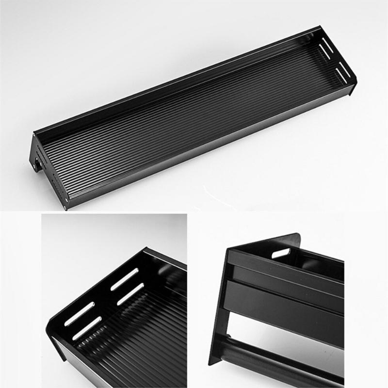Garduru - Wandmontiertes Gewürzregal aus Aluminium, Rostfrei, Schwarz, Leicht zu Reinigen