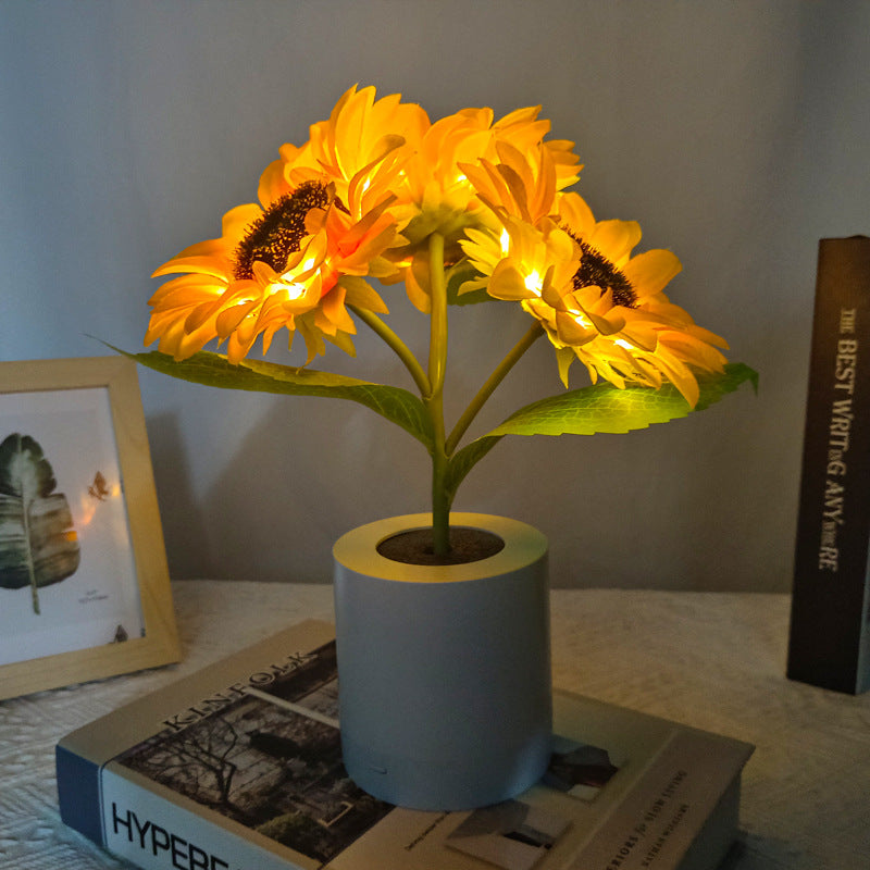 Leuchtende Sonnenblumenlampe – Natürlicher Glanz und Florale Eleganz