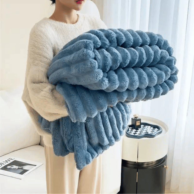 Gerippte Plüsch Chenille Wurfdecke