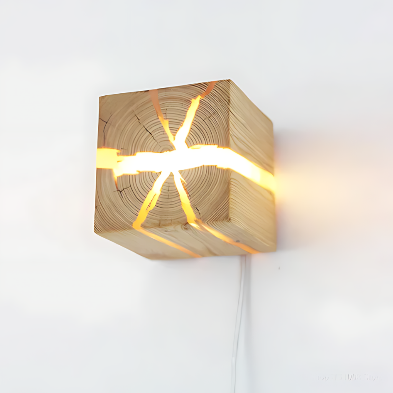 Massivholz Wandlampe - Handgefertigte rustikale Beleuchtung für Zuhause und Büro