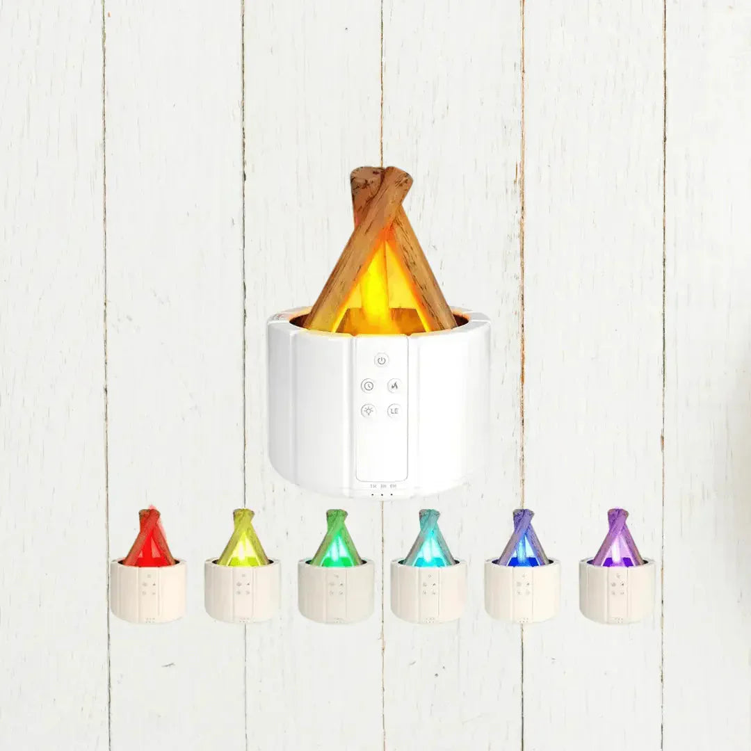 LED-Flammenluftbefeuchter – Ultraschall-Diffusor mit Aromatherapie und realistischem Feuereffekt