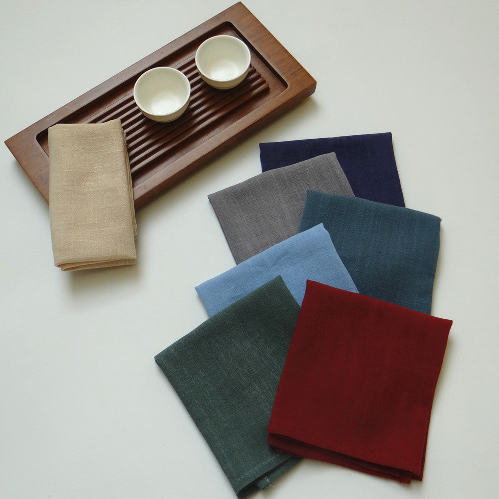Minimalistische Schlichte Farb Baumwoll-Leinen Servietten - Set von 4