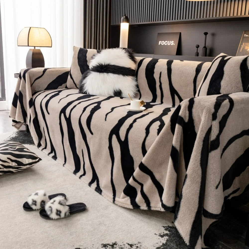 Wild Stripes Zebra Fleece Sofa Bezug