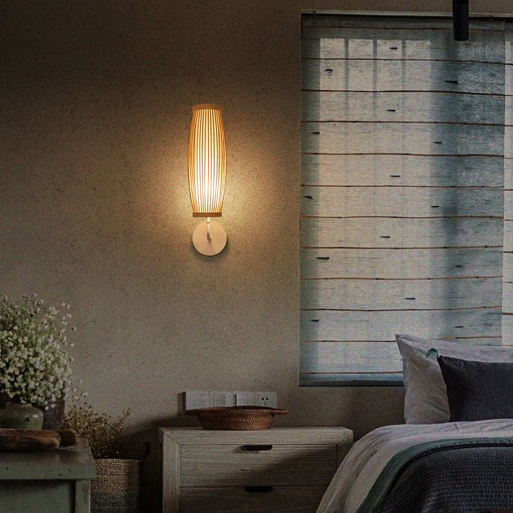 Muto Japanische LED-Wandleuchte – Innenbereich – Schlafzimmer/Wohnzimmer – Bambus