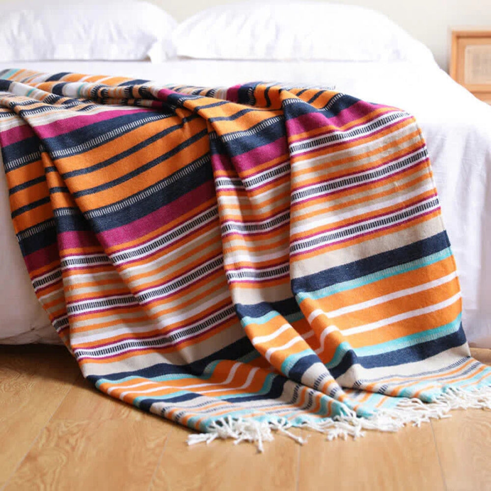 Regenbogen gestreiftes Quasten-Decke