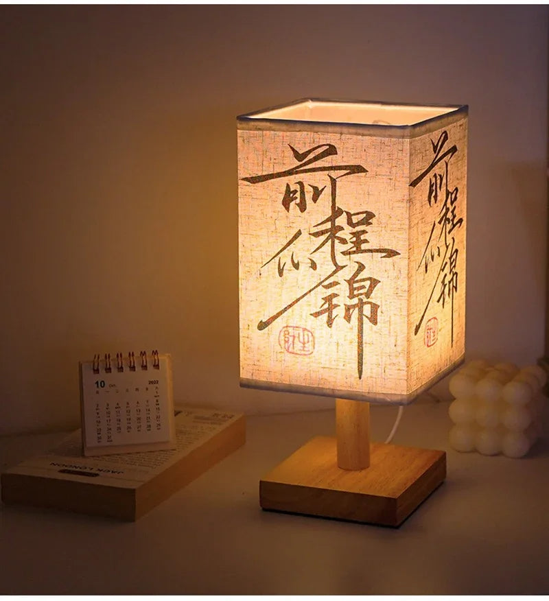 Garduru Tischlampe mit Stoffschirm | Dimmbares Nachtlicht im chinesischen Stil | Elegante Nachttischlampe & Schreibtischlampe - Konsta