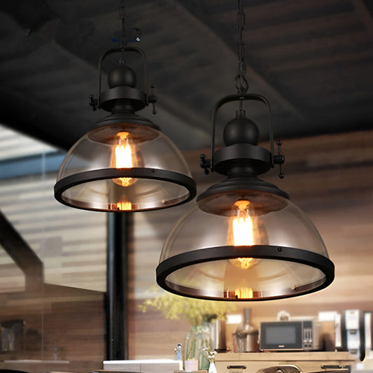 Pendelleuchte Industrie Glas-Domlampe