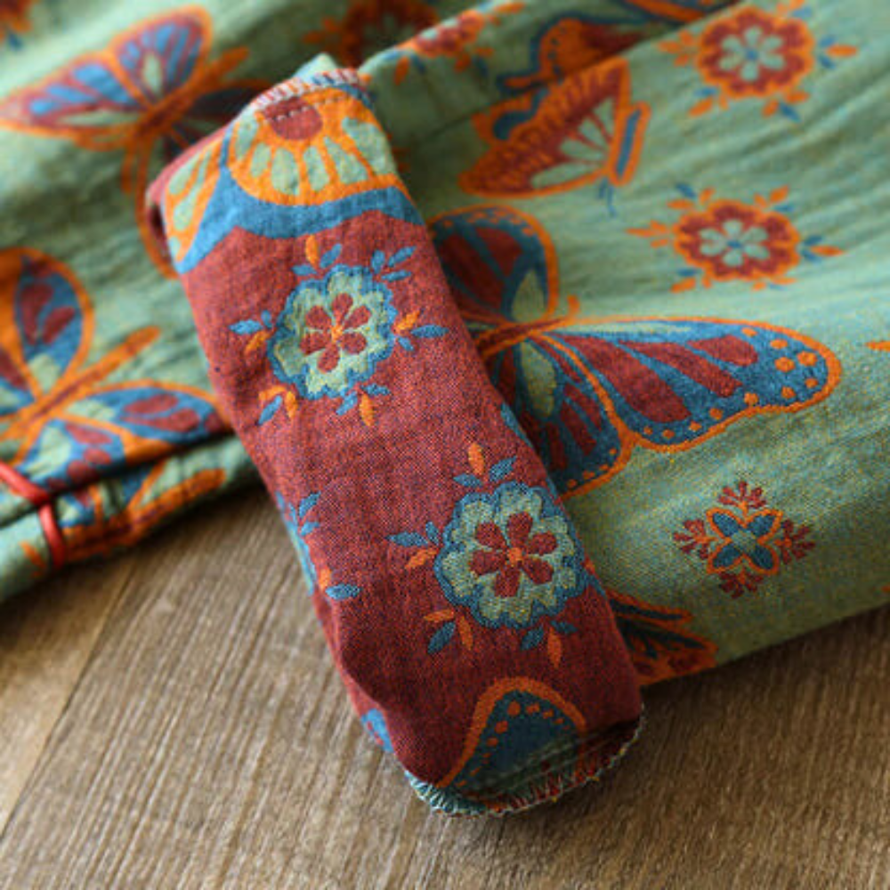2-teilige Baumwoll-Loungewear mit Schmetterlingsdruck