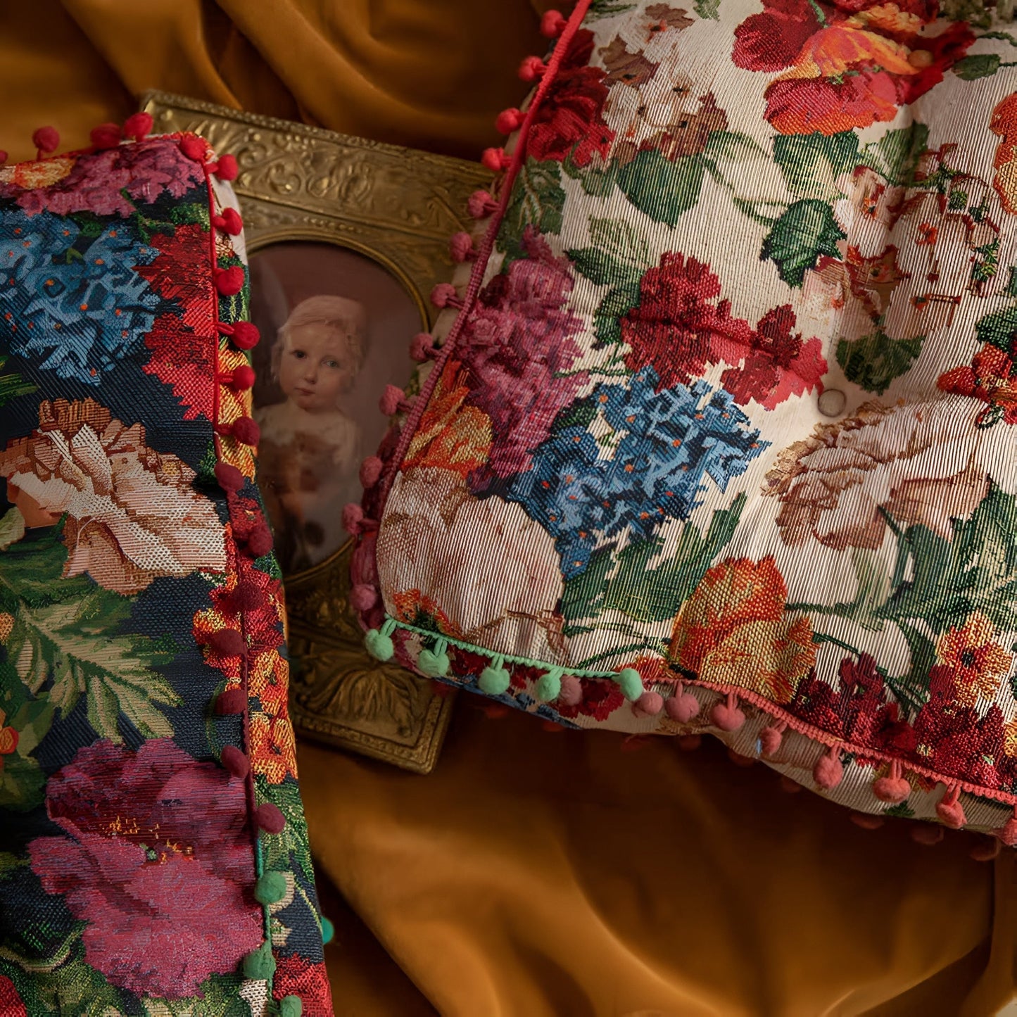 Retro Floral Bohemian Quastenkissen