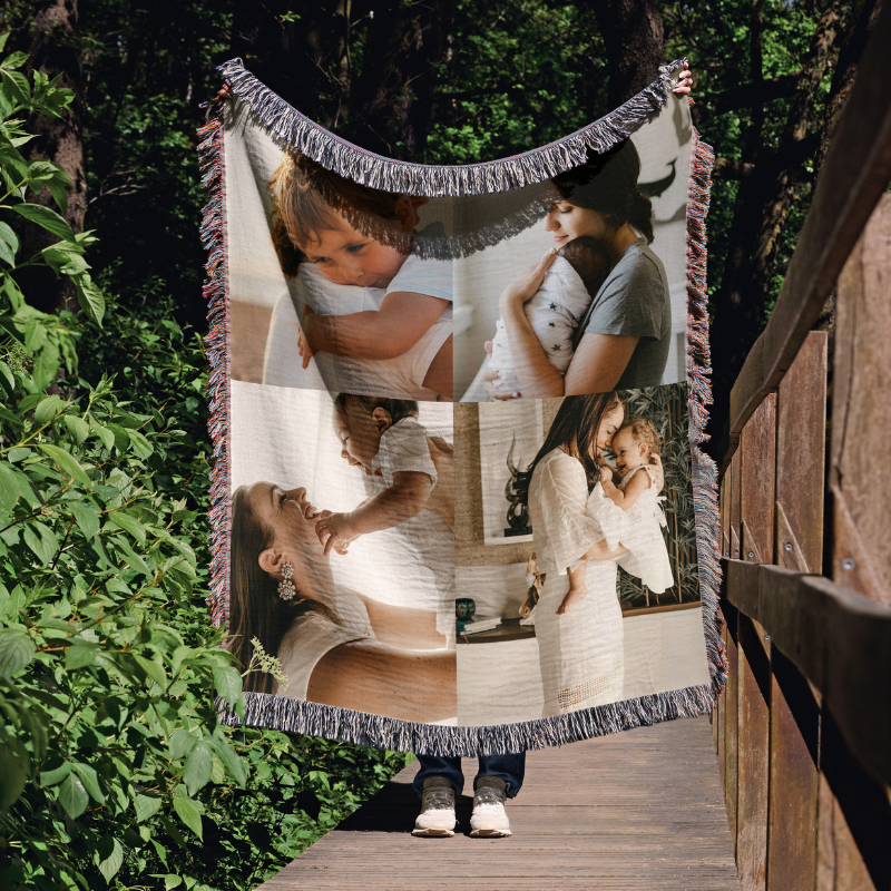 Individuelle Muttertags-Wolldecke 4 Bilder