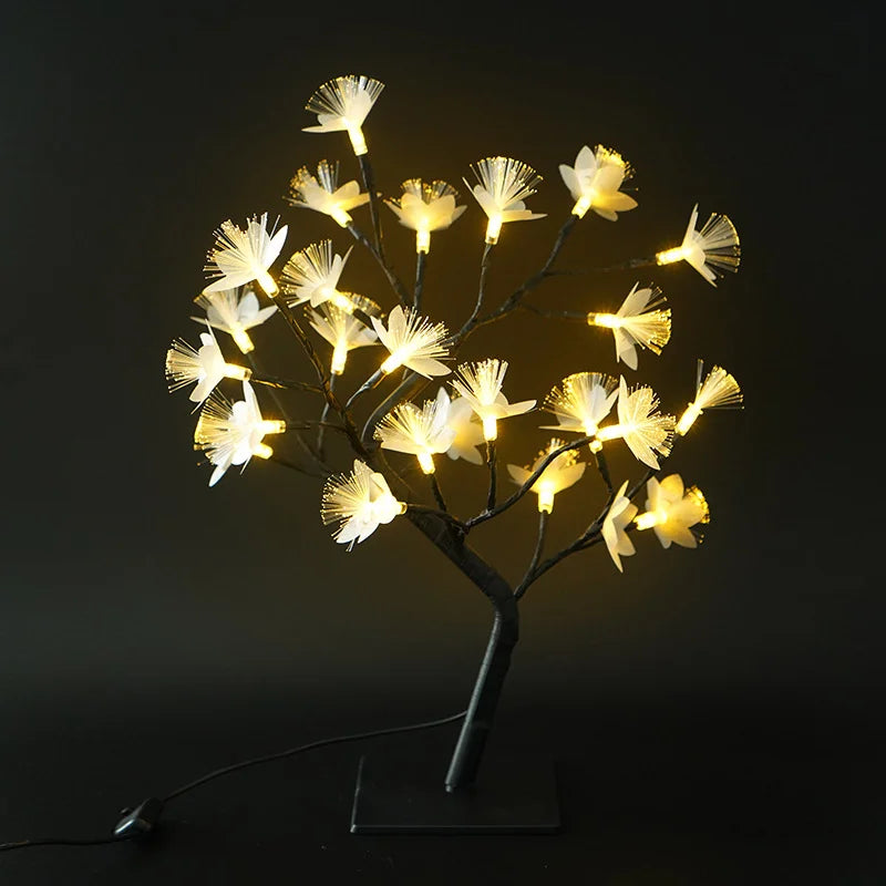 Tischlampe aus Blumenbaum mit Glasfaser - Weiß