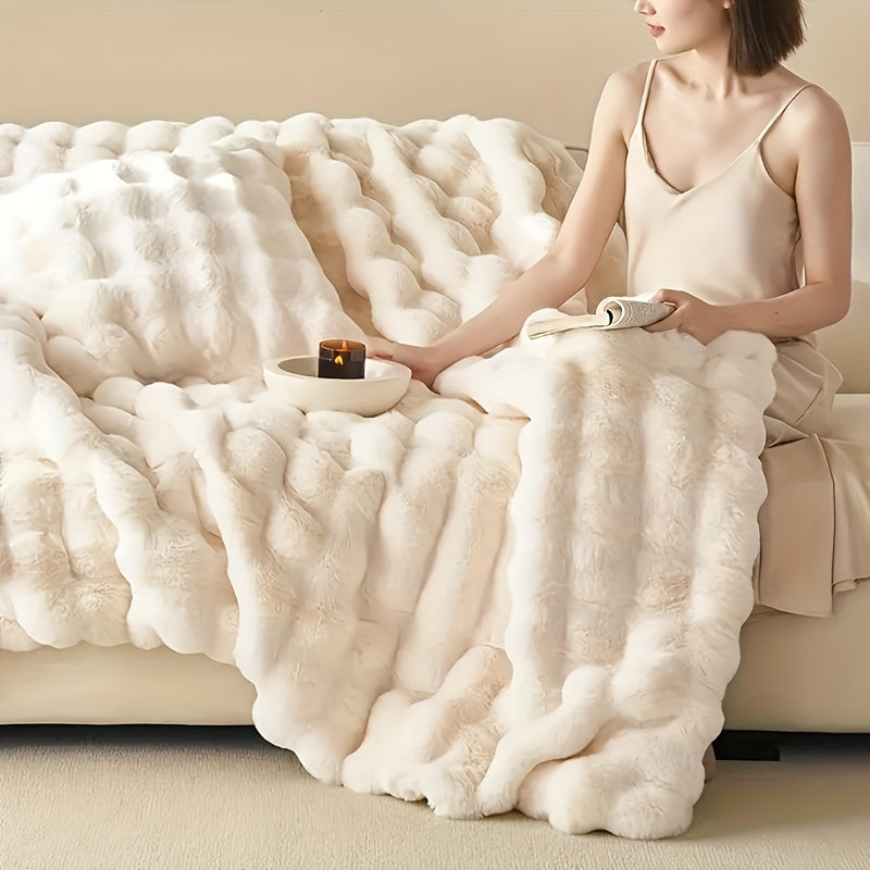 Rabbit Fleece Decke - Weiche warme Decke für Sofa, Bett, Büro und Reisen - Hypoallergen und reißfest