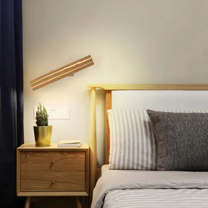 Moderne Wandlampe aus Holz mit Rissmuster - Elegante LED-Beleuchtung für Wohnzimmer und Schlafzimmer