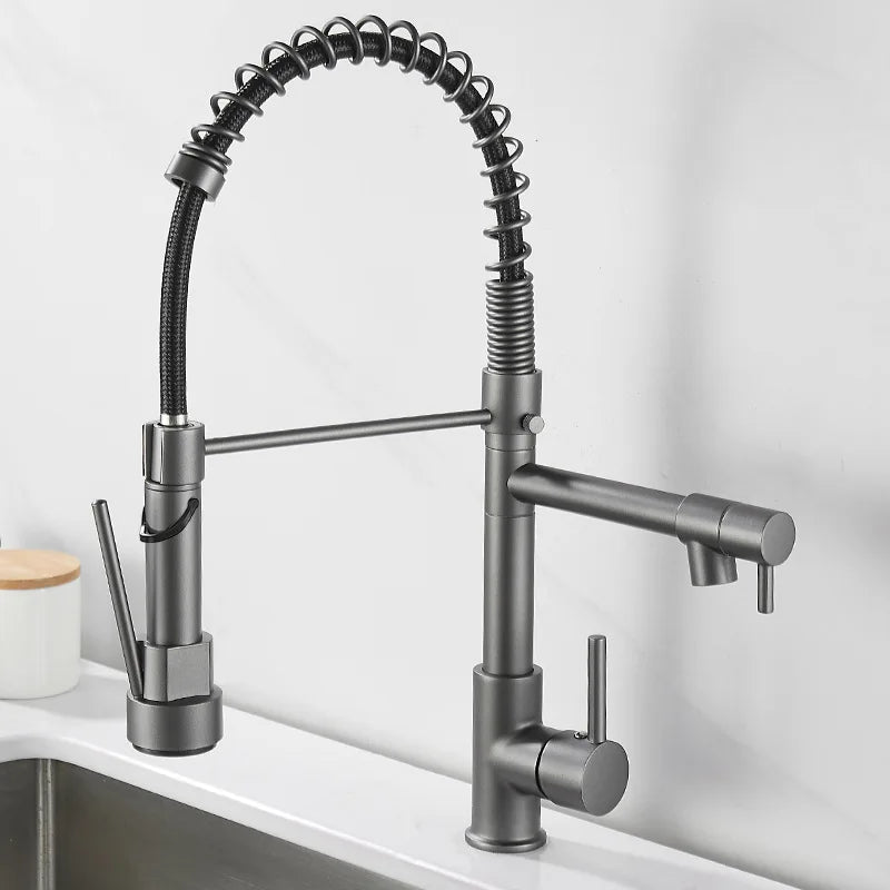 Garduru - Moderne Küchenarmatur mit Doppelauslauf in Schwarz & Gold