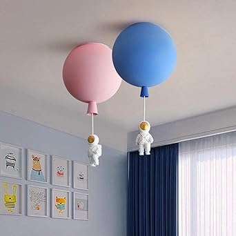 Garduru Moderne Mond & Astronaut LED Deckenleuchte – Verspielt Weltraum-Themenlampe