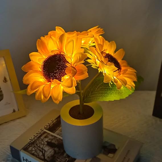 Leuchtende Sonnenblumenlampe – Natürlicher Glanz und Florale Eleganz