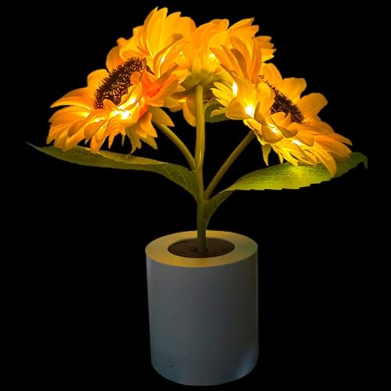 Leuchtende Sonnenblumenlampe – Natürlicher Glanz und Florale Eleganz