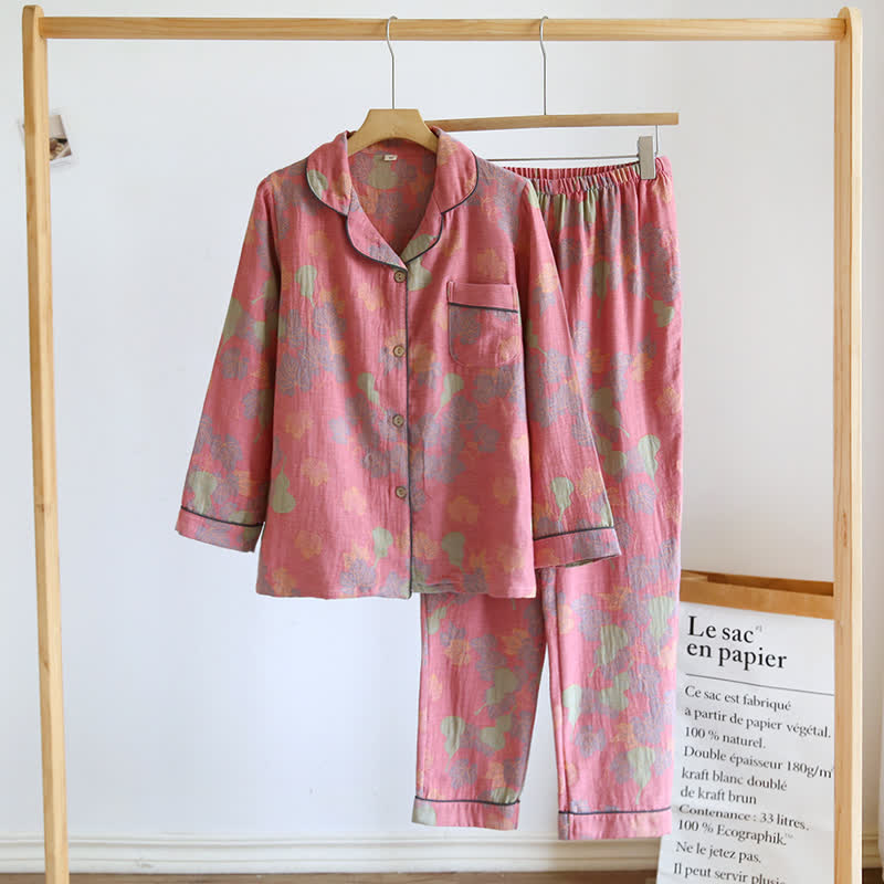 Pyjama-Set aus Baumwolle mit langen Ärmeln in Kürbisform