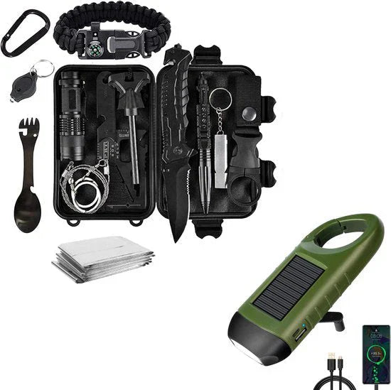 15-teiliger Überlebens-Notfall-Kit – Komplettes Outdoor-Abenteuer-Werkzeugsatz