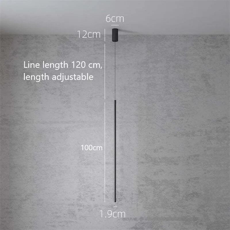 Pendelleuchte Slim Schwarz Metall Schlafzimmerlampe