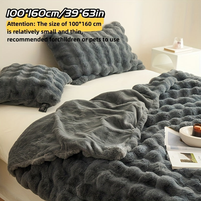 Garduru Fleece-Decke aus Faux Kaninchenfell – Weich, Warm & Vielseitig für Alle Jahreszeiten