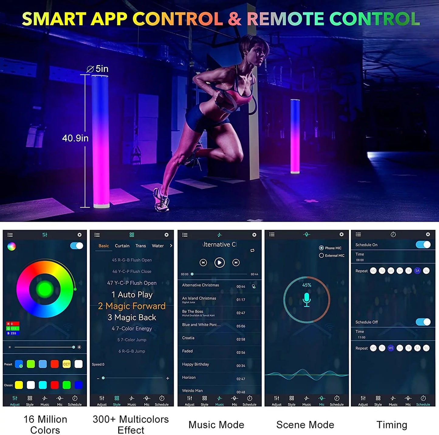 ColorSync RGB Stehlampe – 2er-Pack Smarte dimmbare LED mit Musik-Synchronisation & App-Steuerung