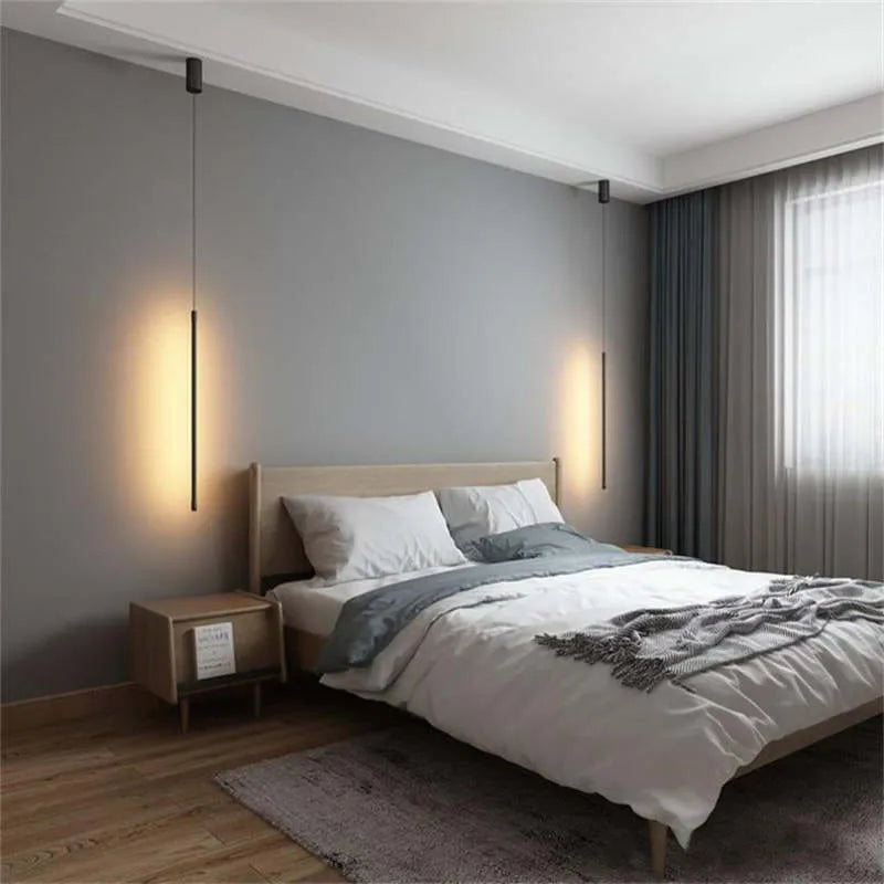 Pendelleuchte Slim Schwarz Metall Schlafzimmerlampe
