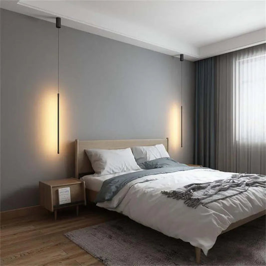 Pendelleuchte Slim Schwarz Metall Schlafzimmerlampe