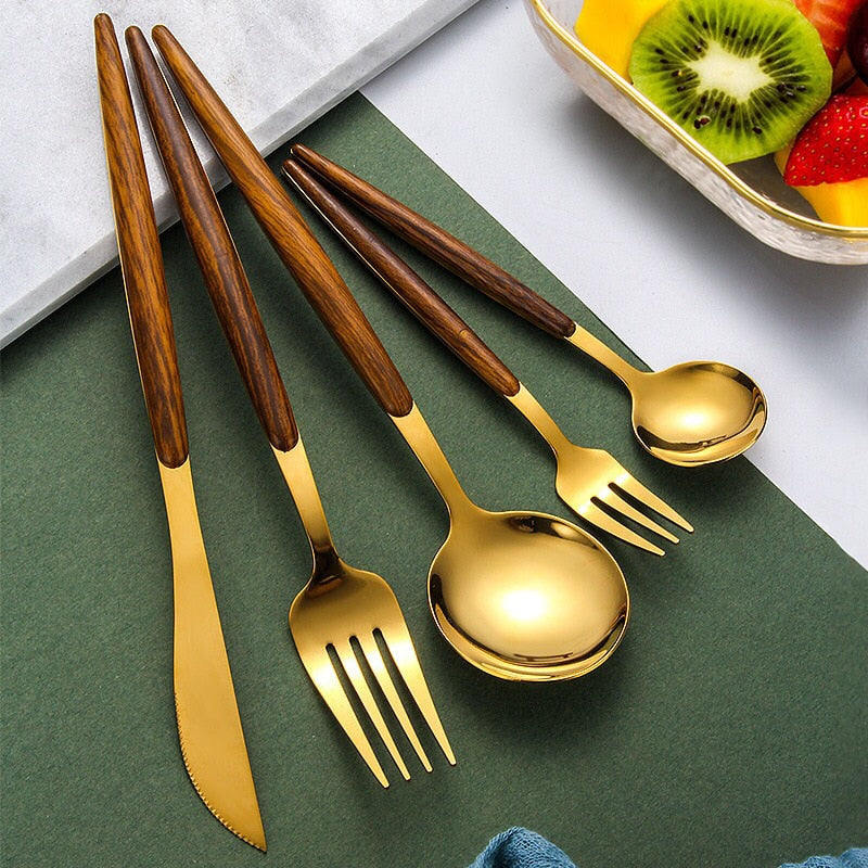 Holzgriff-Besteck-Set