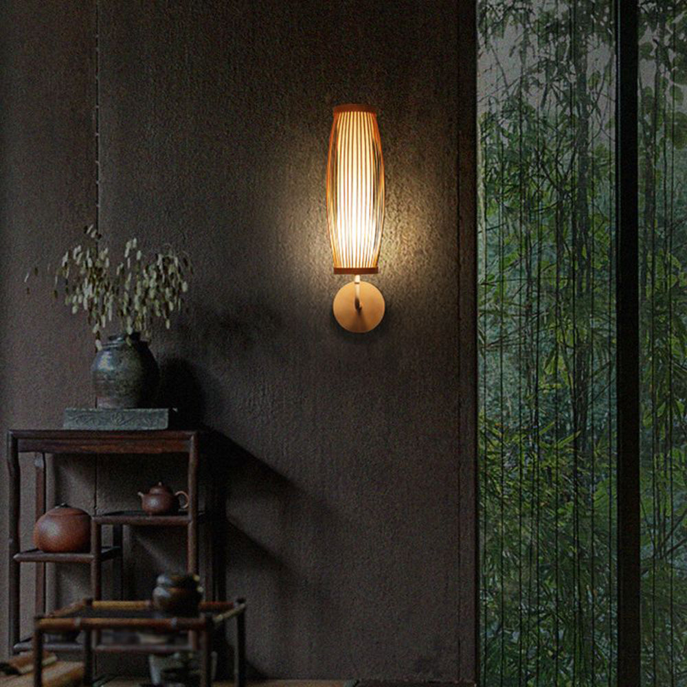Muto Japanische LED-Wandleuchte – Innenbereich – Schlafzimmer/Wohnzimmer – Bambus