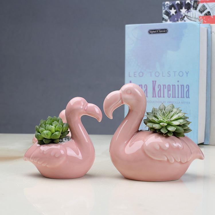 2-teilige Pink Flamingo Sukkulentenpflanzen Töpfe
