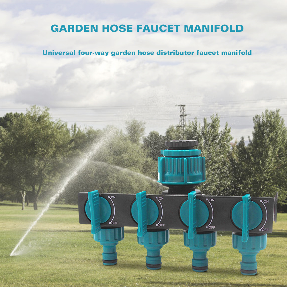 Universeller 4-Wege Garten-Schlauchverteiler – Verstellbarer Wasserhahnverteiler