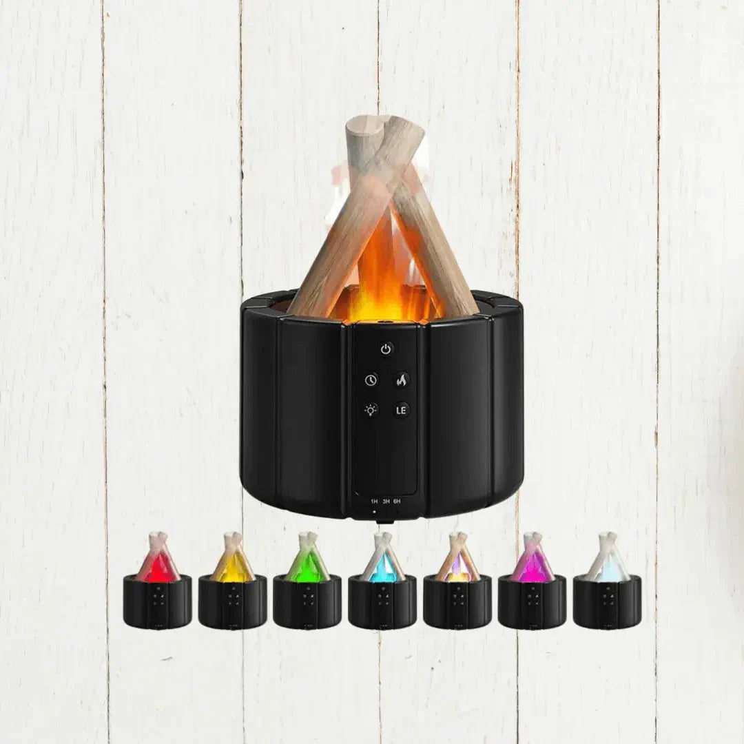 LED-Flammenluftbefeuchter – Ultraschall-Diffusor mit Aromatherapie und realistischem Feuereffekt