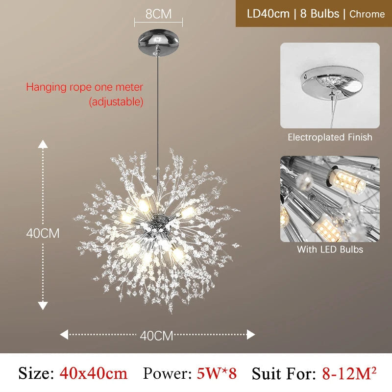 Kronleuchter LED Kristall Luxus - Modernes Design aus verchromtem Metall, LED G9, Elegant und Raffiniert