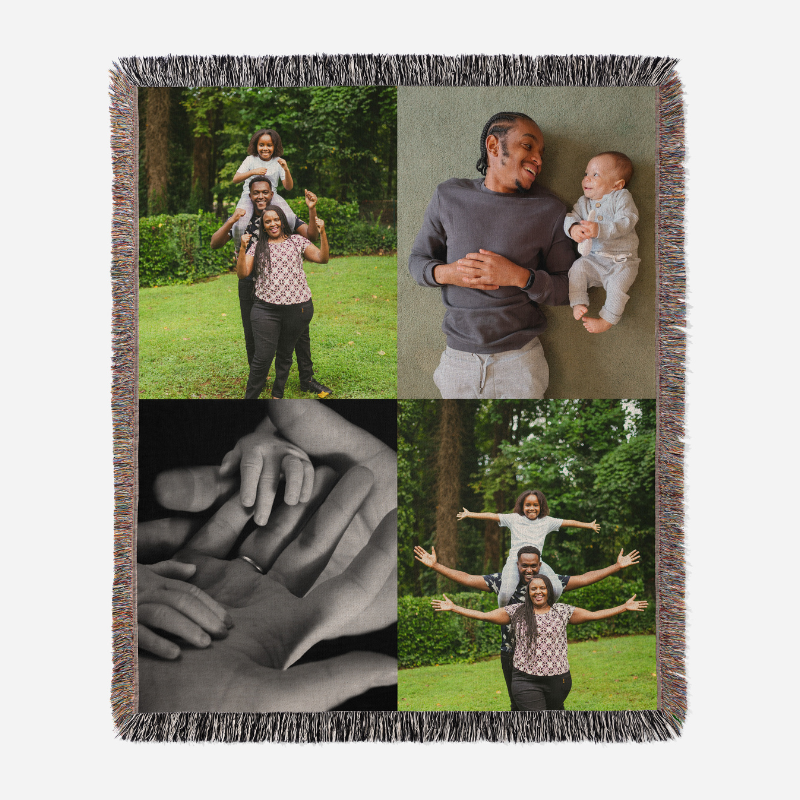 Benutzerdefinierte Familien-gewebte Decke 4 Bilder