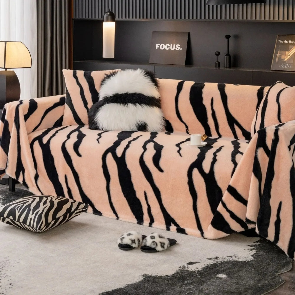 Wild Stripes Zebra Fleece Sofa Bezug