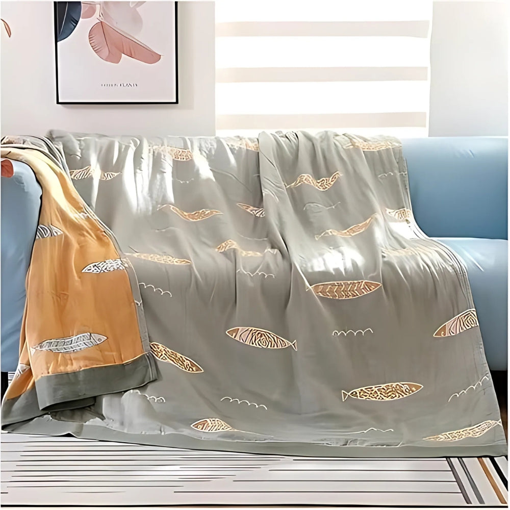 Goldene Fisch Baumwollgaze Wendedecke