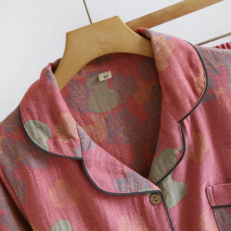 Pyjama-Set aus Baumwolle mit langen Ärmeln in Kürbisform