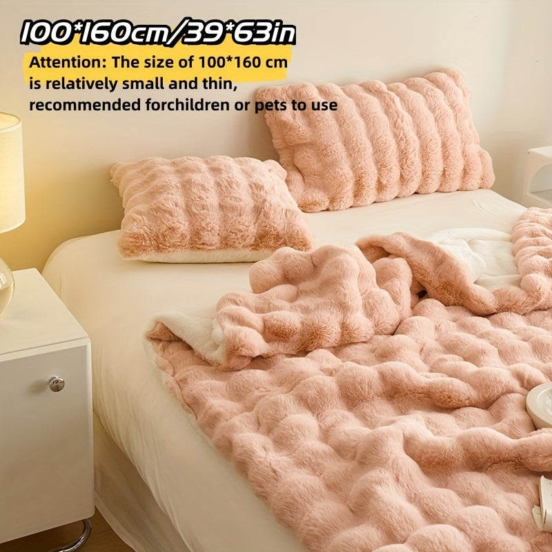 Garduru Fleece-Decke aus Faux Kaninchenfell – Weich, Warm & Vielseitig für Alle Jahreszeiten