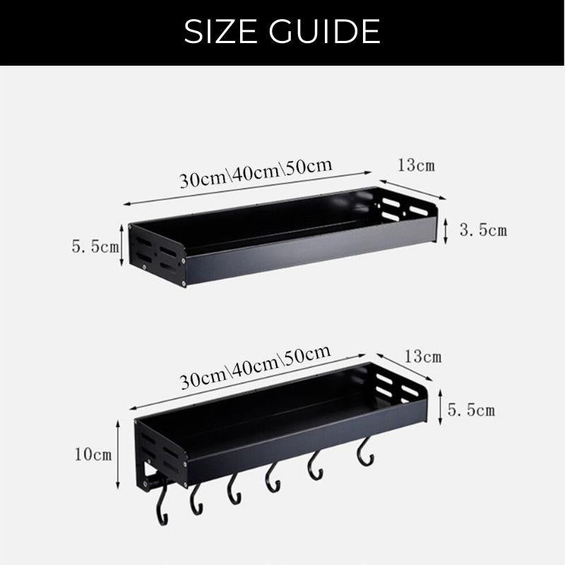 Garduru - Wandmontiertes Gewürzregal aus Aluminium, Rostfrei, Schwarz, Leicht zu Reinigen
