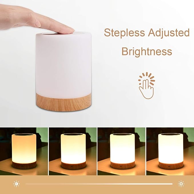 GlowEase – Dimmbarer LED Nachttischlampe mit Touch-Steuerung und farbenfroher Atmosphäre