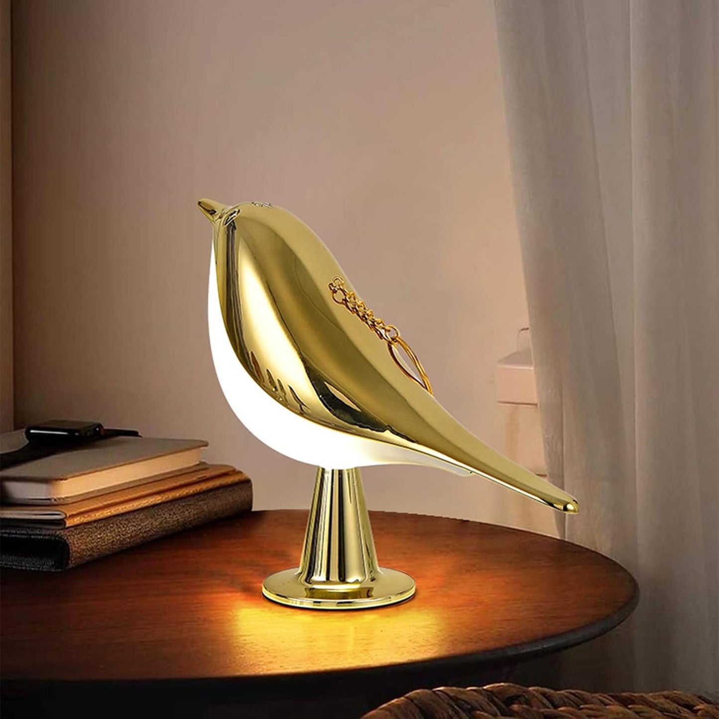 Moderne Holz LED Tischlampe Vogel Design