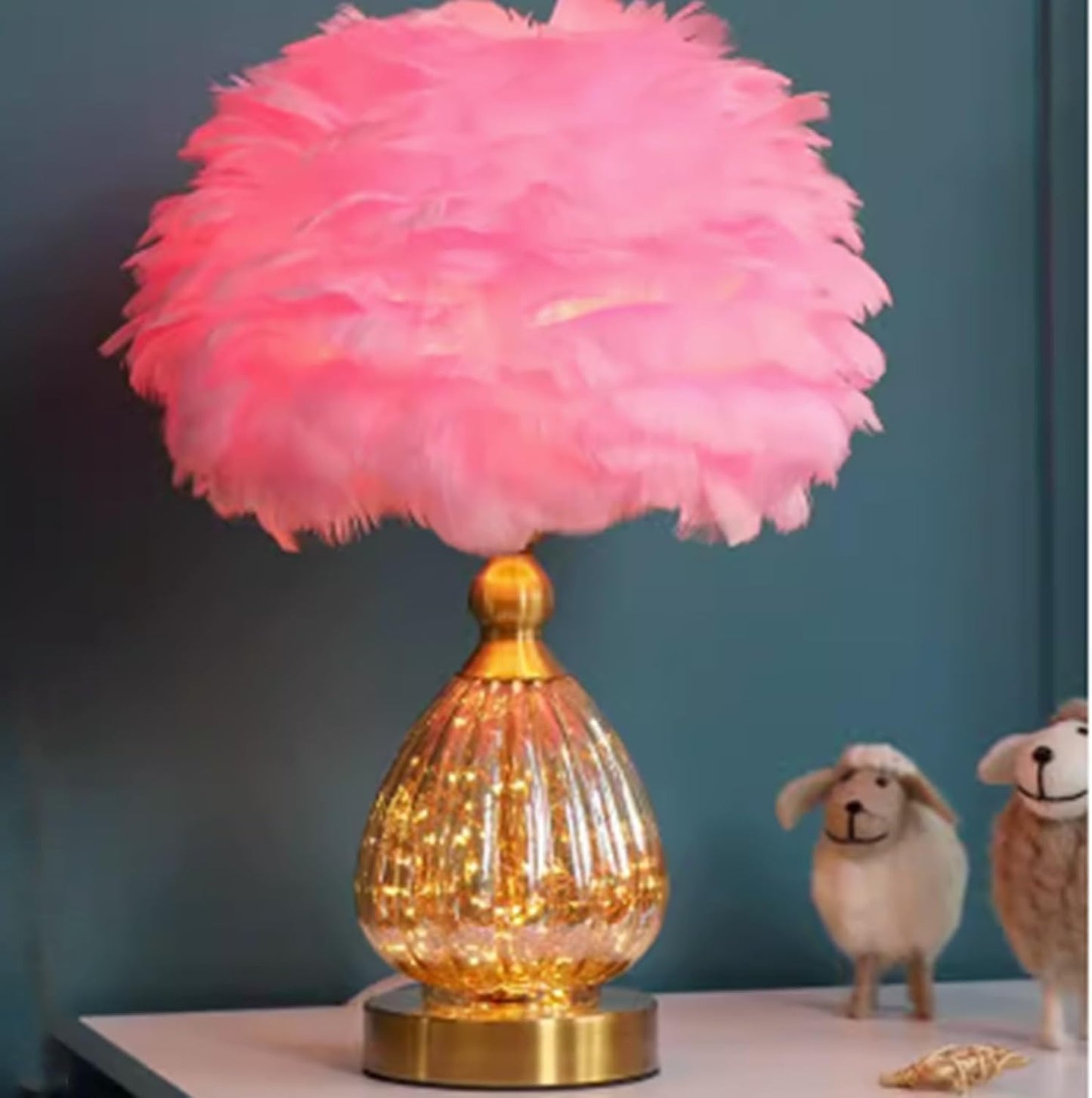 Kristall Schreibtischlampe – LED handgefertigte Feder Tischlampe für elegantes nordisches Schlafzimmer & Schreibtisch Dekor
