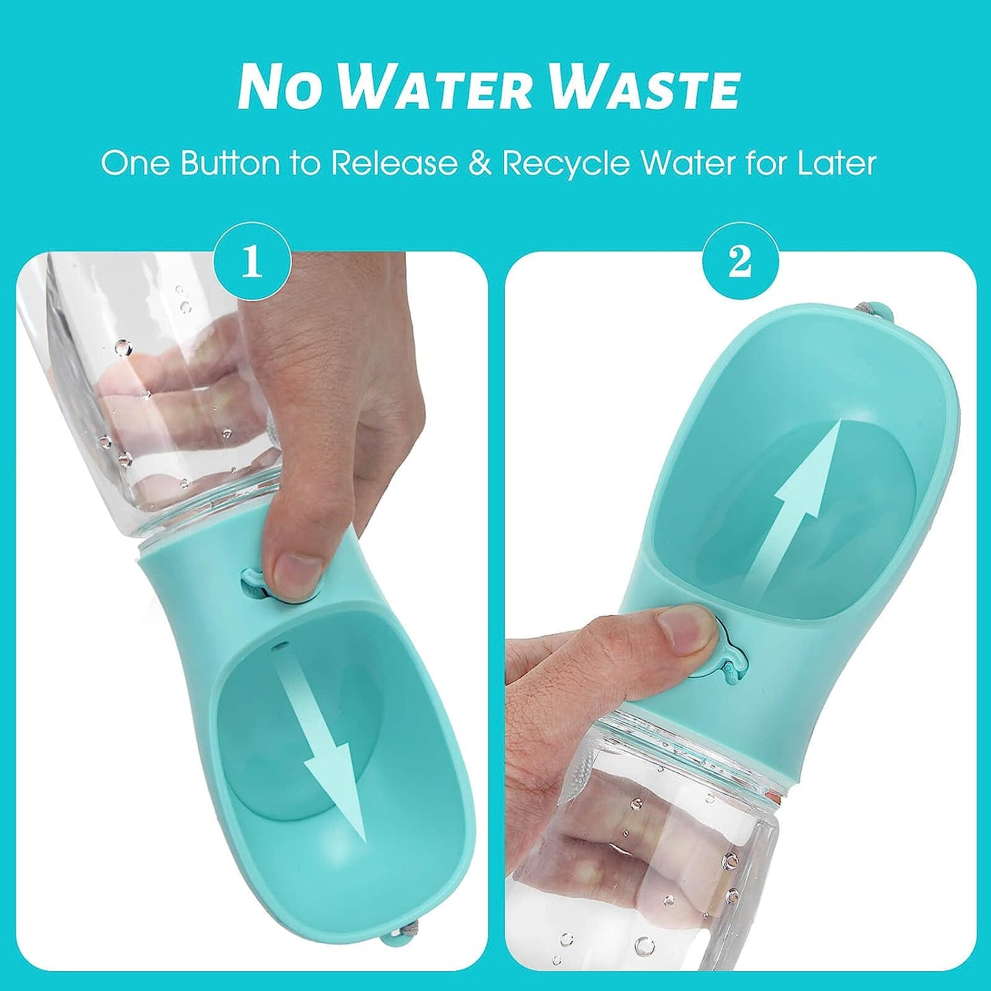 Hundewasserflasche, auslaufsicher tragbarer Welpen-Wasserspender mit Trinkfütterer