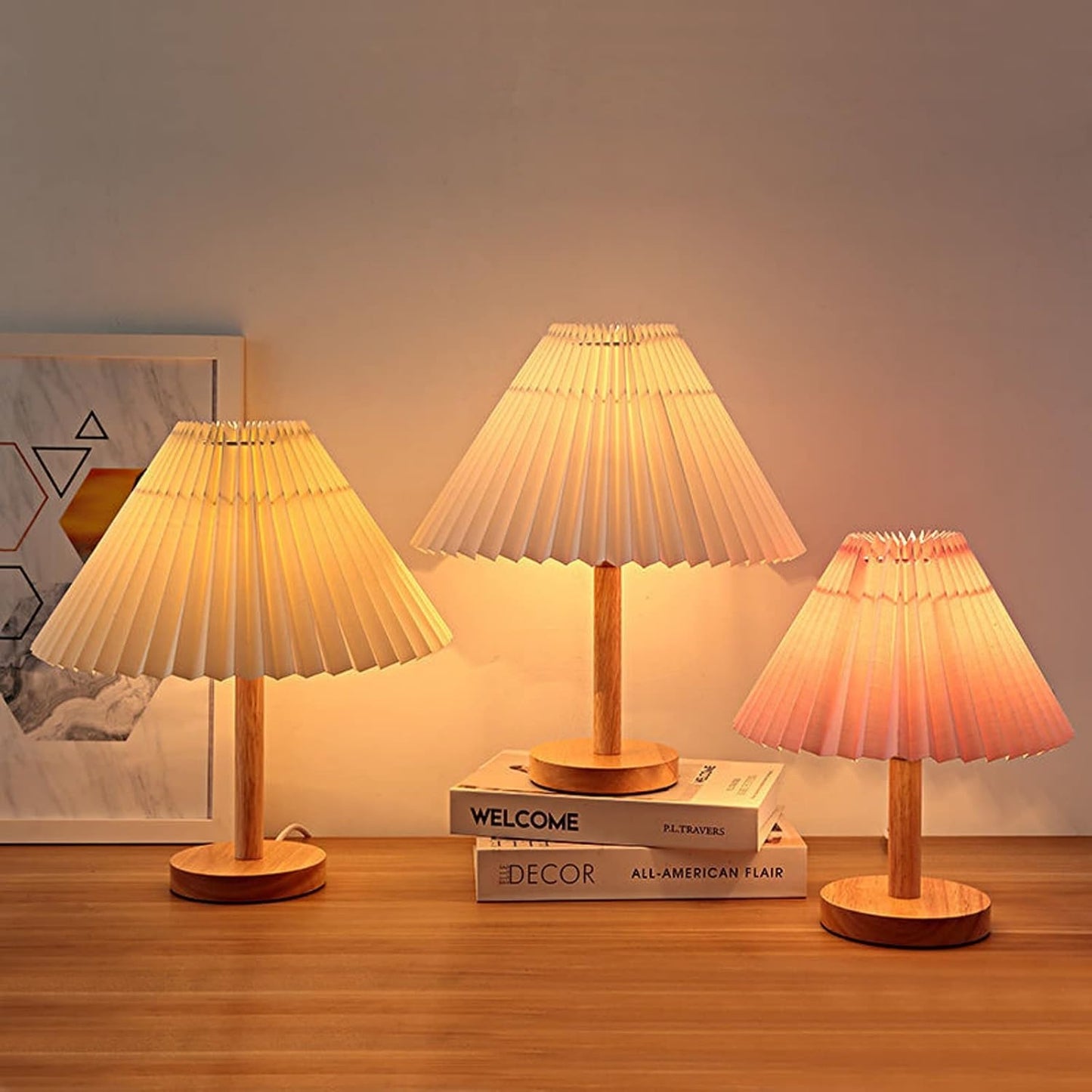 NordGlow Faltbare Tischlampe mit Falten - USB-betriebene Nachtlampe