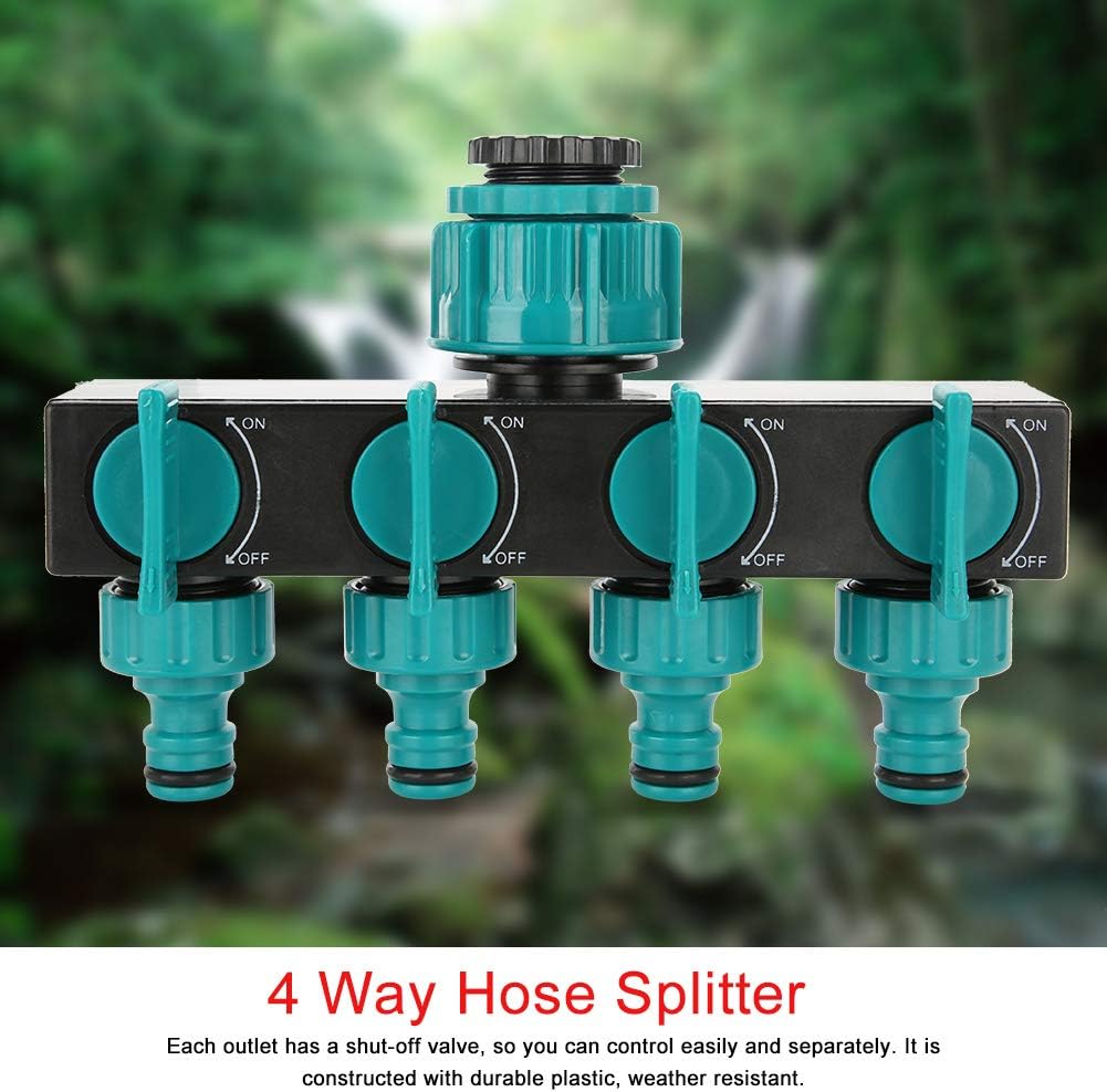 Universeller 4-Wege Garten-Schlauchverteiler – Verstellbarer Wasserhahnverteiler