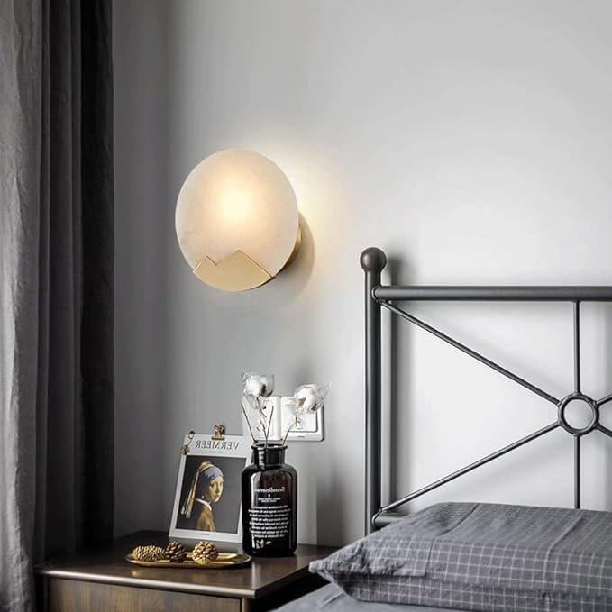 Wandlampe LED Nordic Minimalistisch - Lampe aus Marmor und Messing mit Dimmer