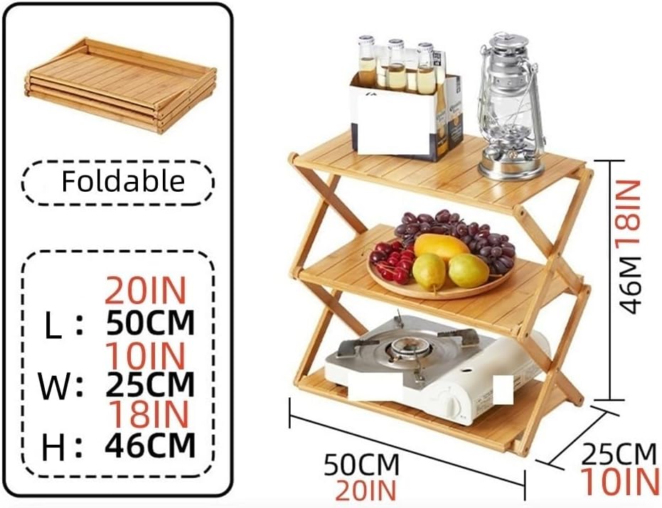 Mehrschichtiger Faltbarer Holzregal | Multifunktional und Tragbar